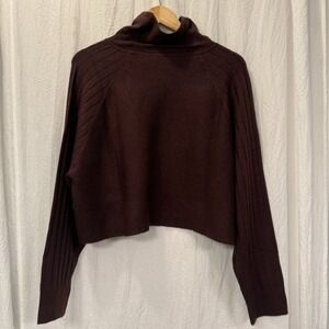 Coldwater Creek Womens Size Brown Pullover Sweater Size XL Cowl Neck Cropped